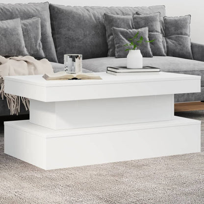 Tavolino da Soggiorno con Luci LED Bianco 90x50x40 cm | homemem39