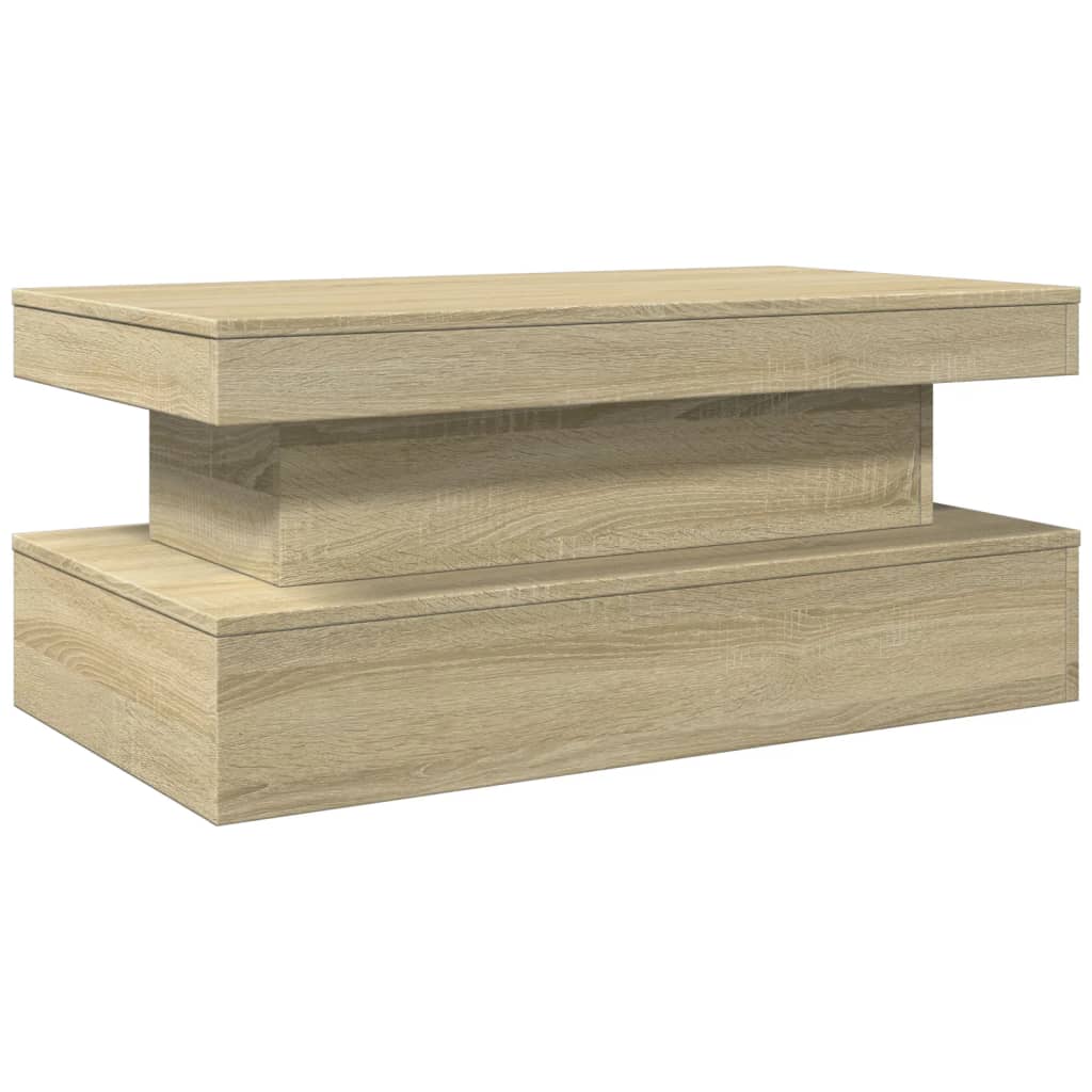 Tavolino da Soggiorno con Luci LED Rovere Sonoma 90x50x40 cm | homemem39