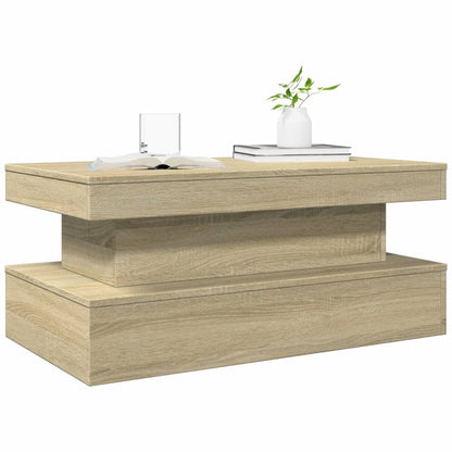 Tavolino da Soggiorno con Luci LED Rovere Sonoma 90x50x40 cm | homemem39