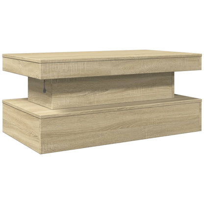 Tavolino da Soggiorno con Luci LED Rovere Sonoma 90x50x40 cm | homemem39