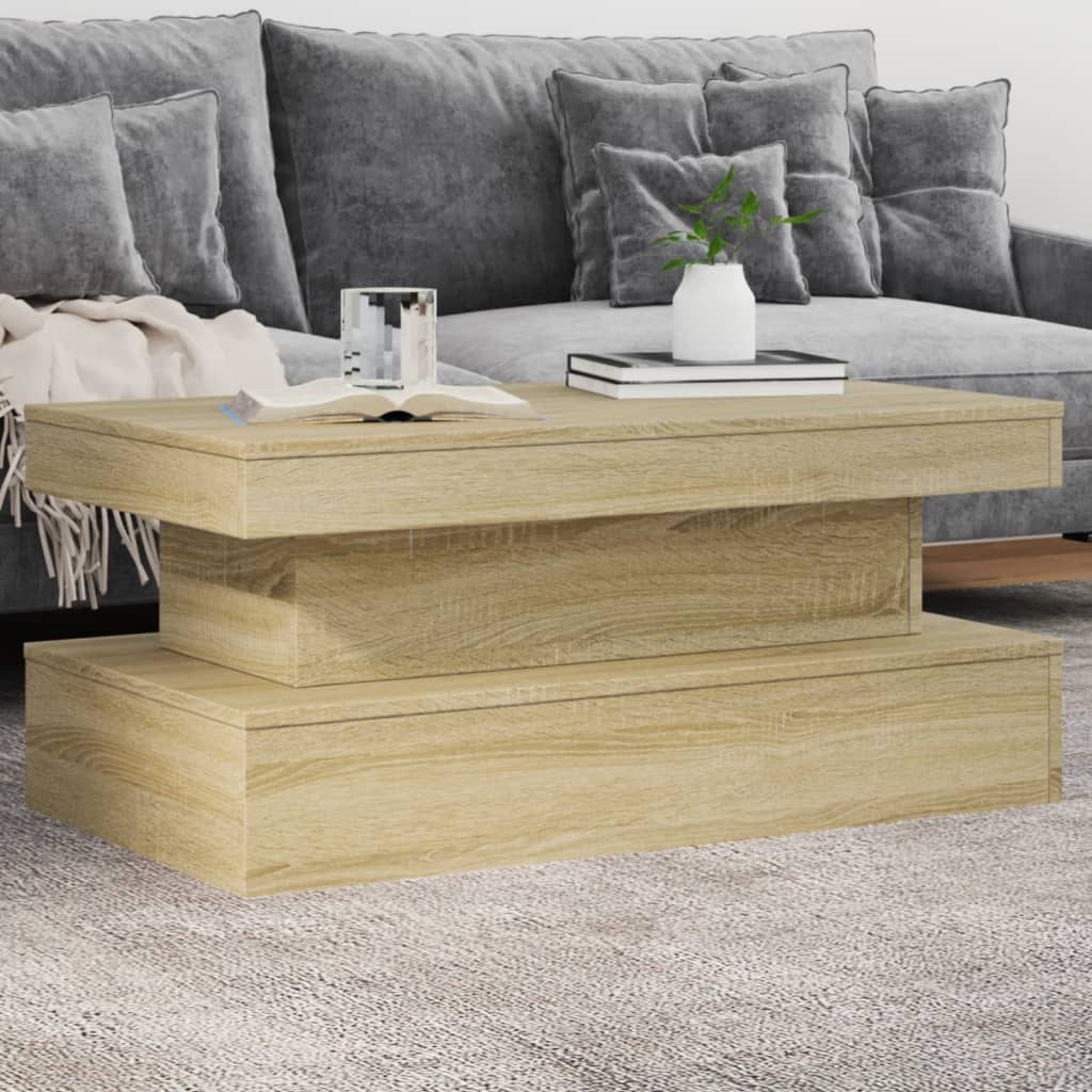 Tavolino da Soggiorno con Luci LED Rovere Sonoma 90x50x40 cm | homemem39