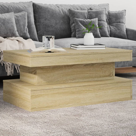 Tavolino da Soggiorno con Luci LED Rovere Sonoma 90x50x40 cm | homemem39