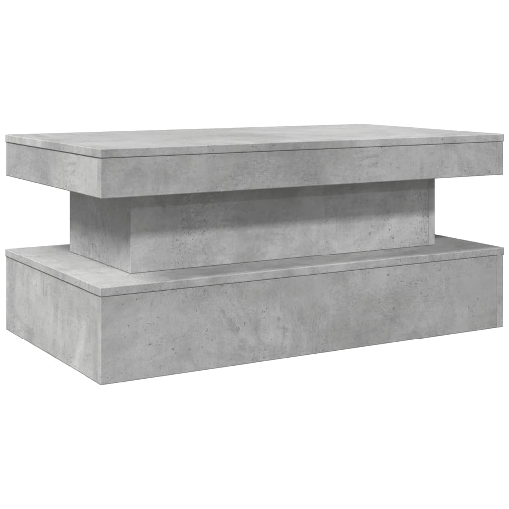 Tavolino da Soggiorno con Luci LED Grigio Cemento 90x50x40 cm | homemem39
