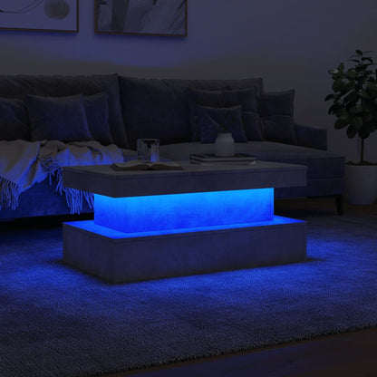 Tavolino da Soggiorno con Luci LED Grigio Cemento 90x50x40 cm | homemem39