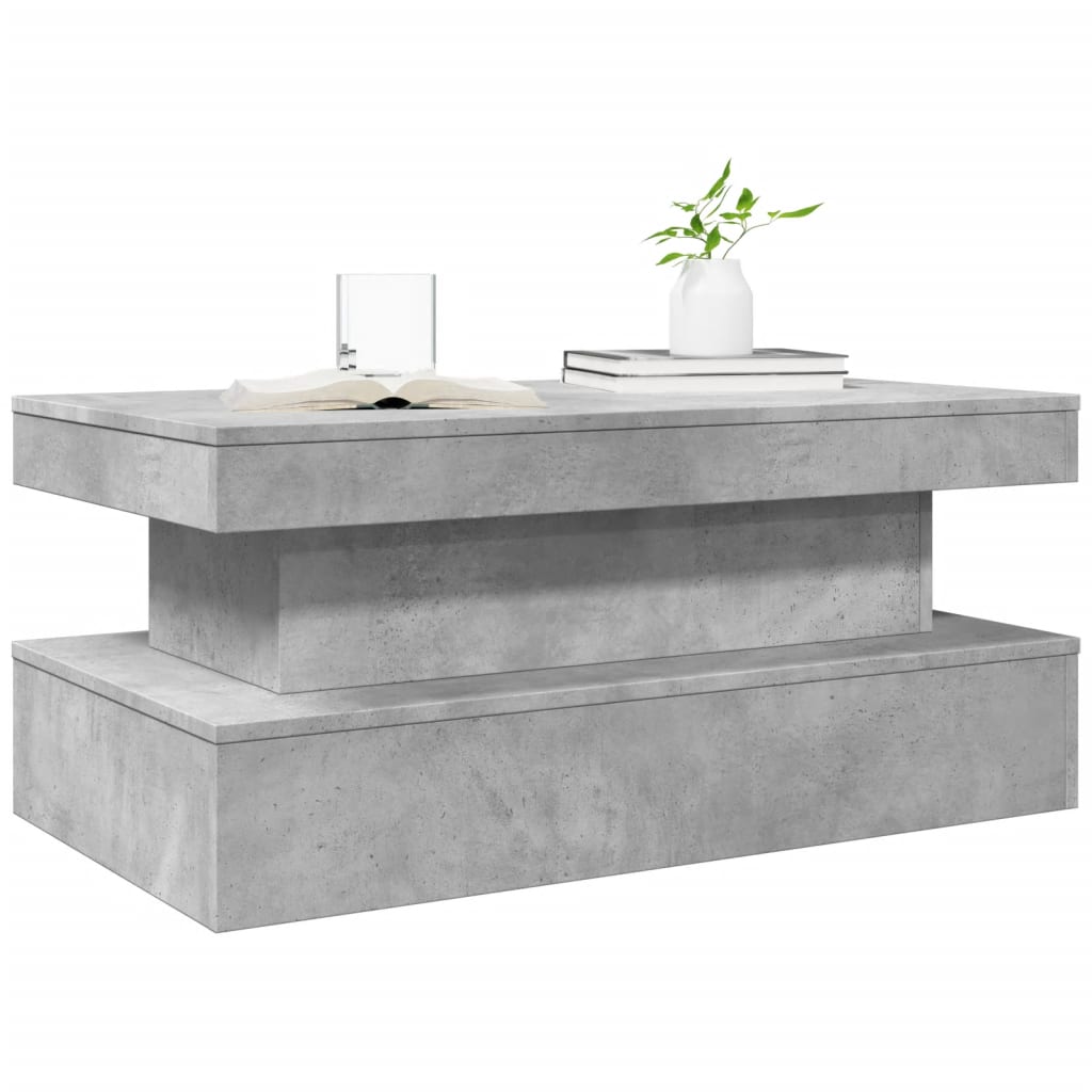 Tavolino da Soggiorno con Luci LED Grigio Cemento 90x50x40 cm | homemem39