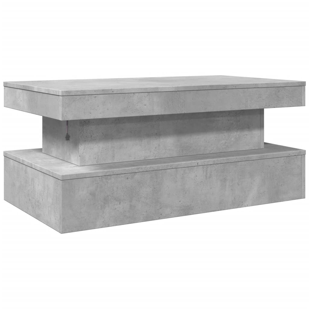 Tavolino da Soggiorno con Luci LED Grigio Cemento 90x50x40 cm | homemem39