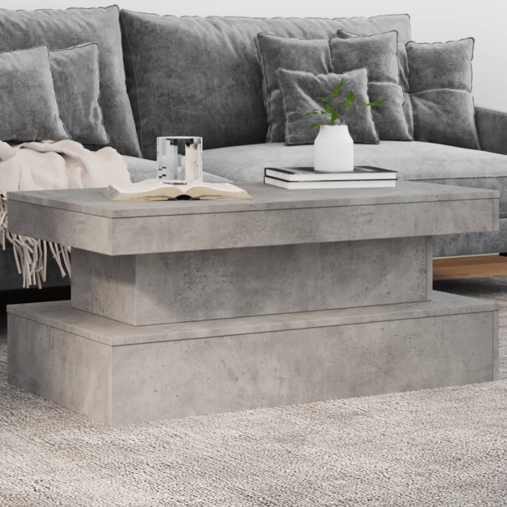 Tavolino da Soggiorno con Luci LED Grigio Cemento 90x50x40 cm | homemem39