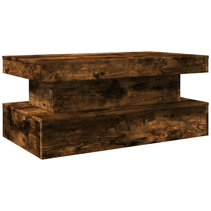 Tavolino da Soggiorno con Luci LED Rovere Fumo 90x50x40 cm | homemem39