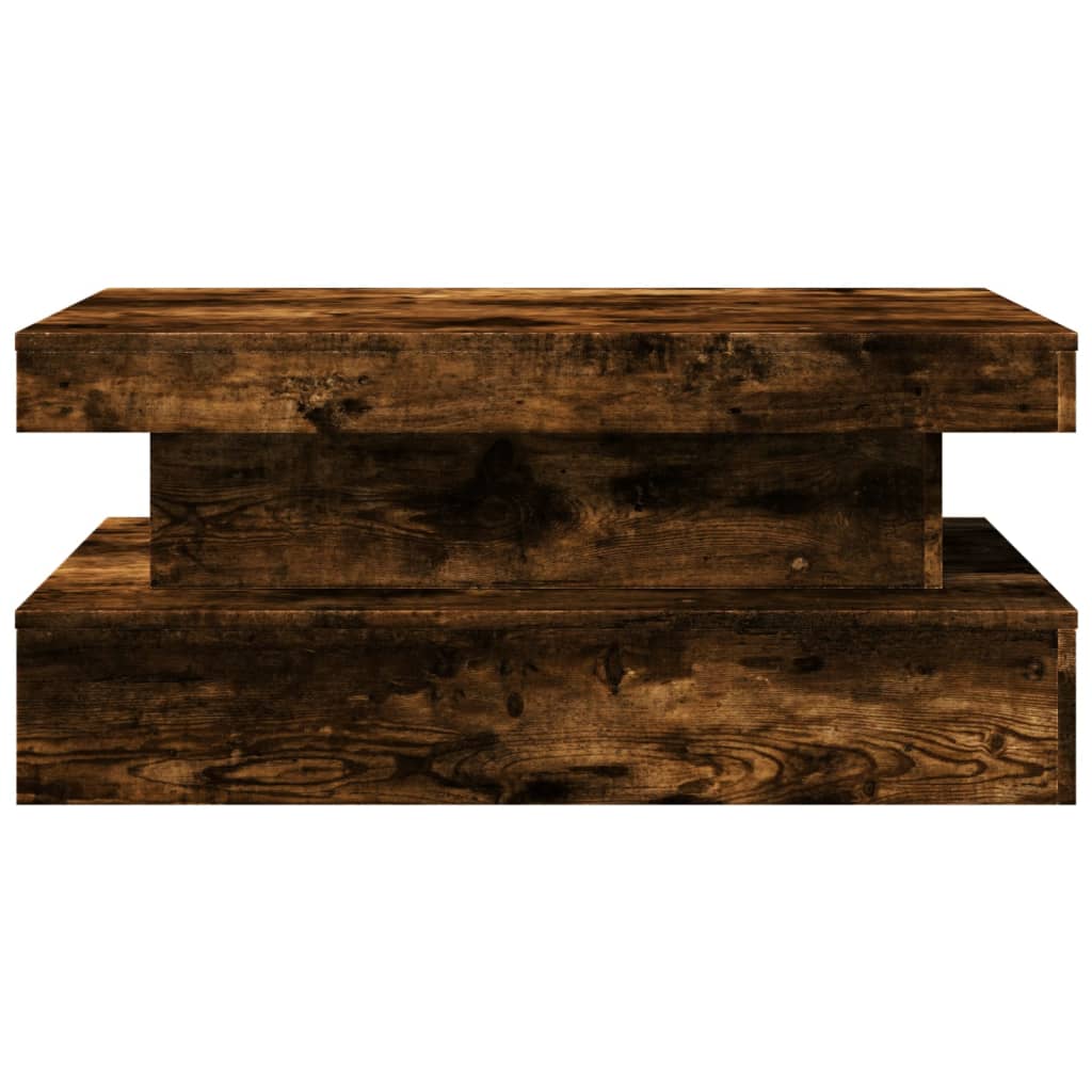 Tavolino da Soggiorno con Luci LED Rovere Fumo 90x50x40 cm | homemem39