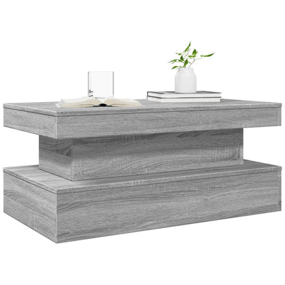 Tavolino da Soggiorno con Luci LED Grigio Sonoma 90x50x40 cm | homemem39