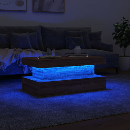 Tavolino da Soggiorno con Luci LED Rovere Marrone 90x50x40 cm | homemem39