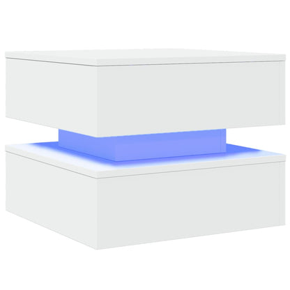 Tavolino da Salotto con Luci LED Bianco 50x50x40 cm