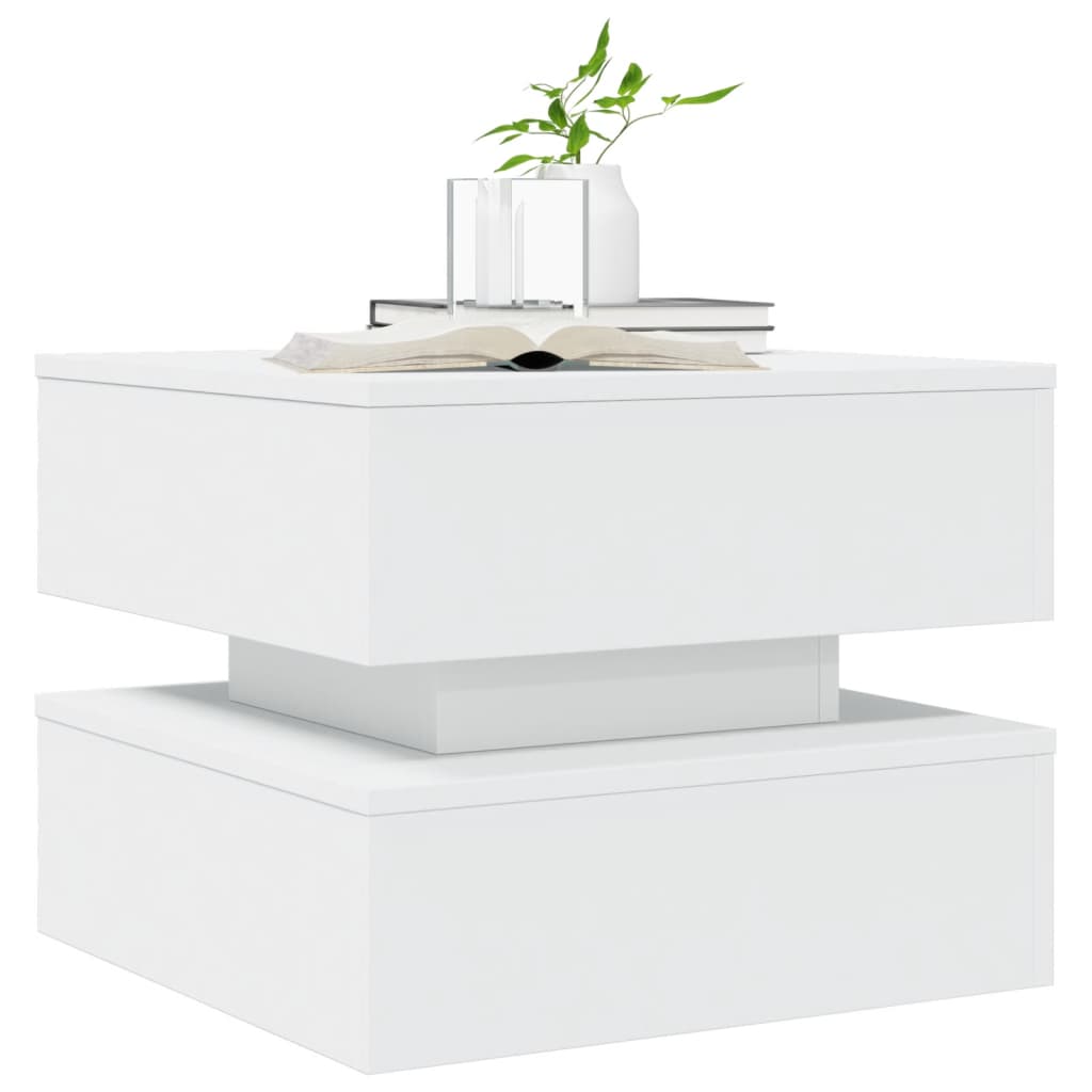 Tavolino da Salotto con Luci LED Bianco 50x50x40 cm | homemem39