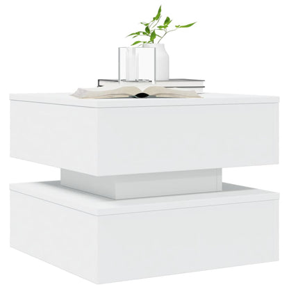Tavolino da Salotto con Luci LED Bianco 50x50x40 cm | homemem39