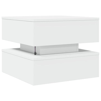 Tavolino da Salotto con Luci LED Bianco 50x50x40 cm