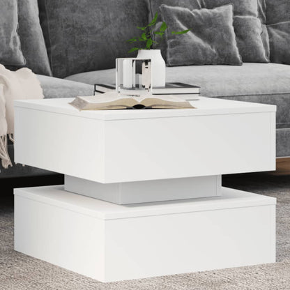 Tavolino da Salotto con Luci LED Bianco 50x50x40 cm