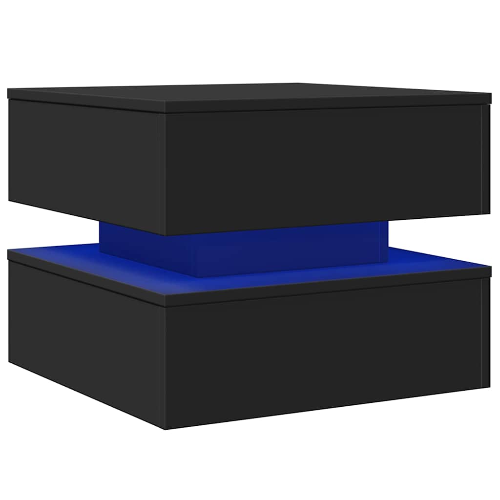 Tavolino da Salotto con Luci LED Nero 50x50x40 cm | homemem39