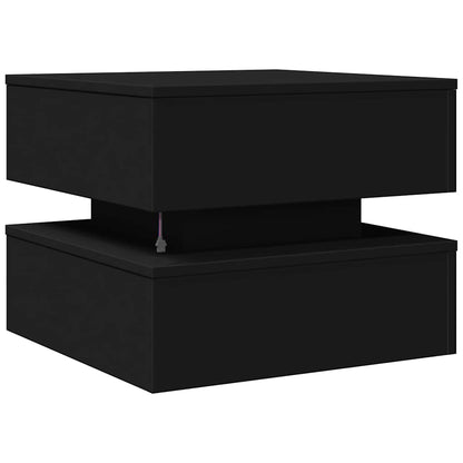 Tavolino da Salotto con Luci LED Nero 50x50x40 cm | homemem39
