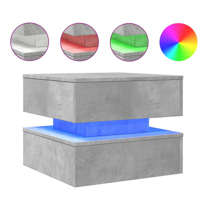 Tavolino da Salotto con Luci LED Grigio Cemento 50x50x40 cm | homemem39