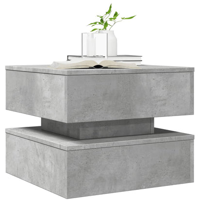 Tavolino da Salotto con Luci LED Grigio Cemento 50x50x40 cm | homemem39