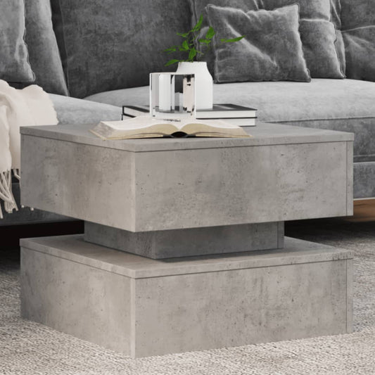 Tavolino da Salotto con Luci LED Grigio Cemento 50x50x40 cm | homemem39