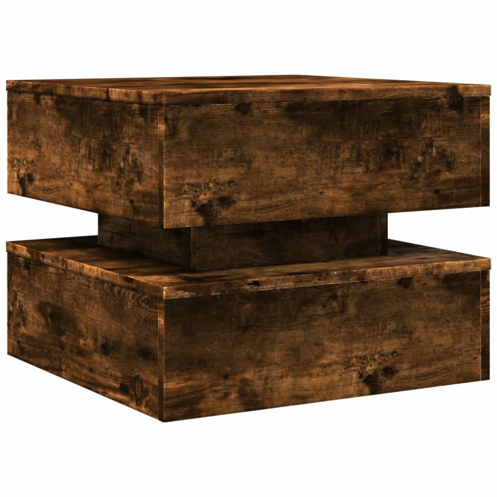 Tavolino da Soggiorno con Luci LED Rovere Sonoma 50x50x40 cm | homemem39