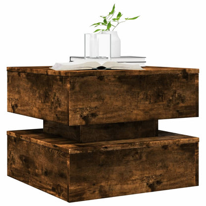 Tavolino da Soggiorno con Luci LED Rovere Sonoma 50x50x40 cm | homemem39