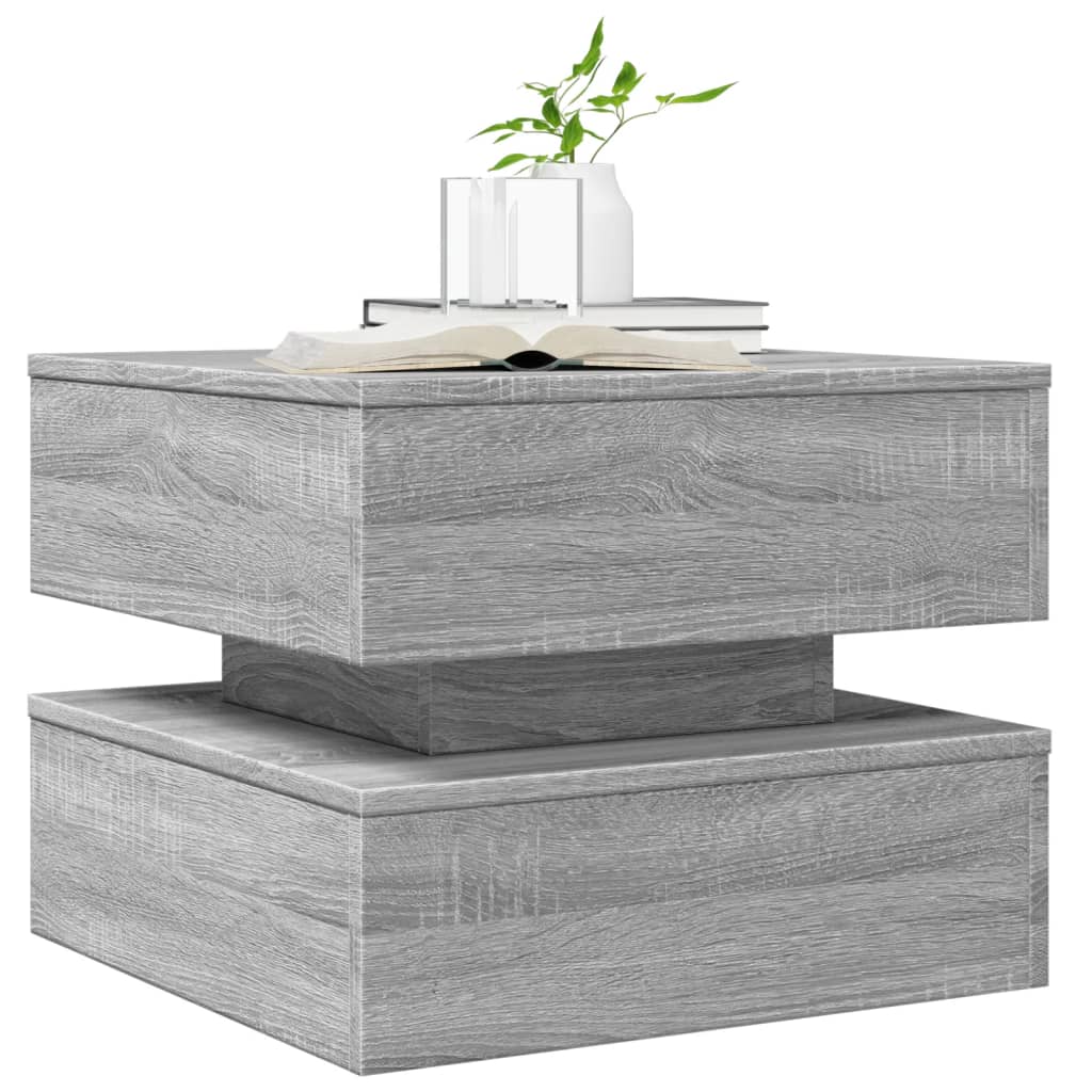 Tavolino da Salotto con Luci LED Grigio Sonoma 50x50x40 cm | homemem39