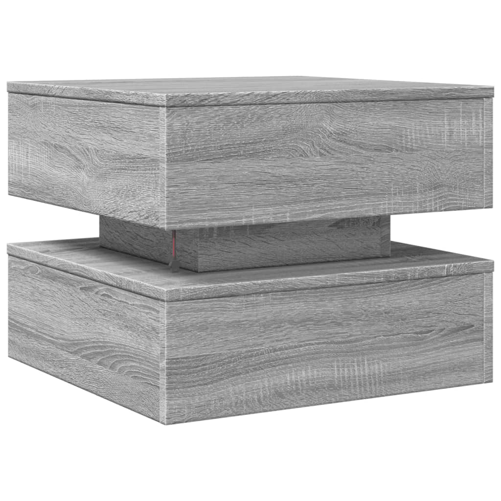Tavolino da Salotto con Luci LED Grigio Sonoma 50x50x40 cm | homemem39
