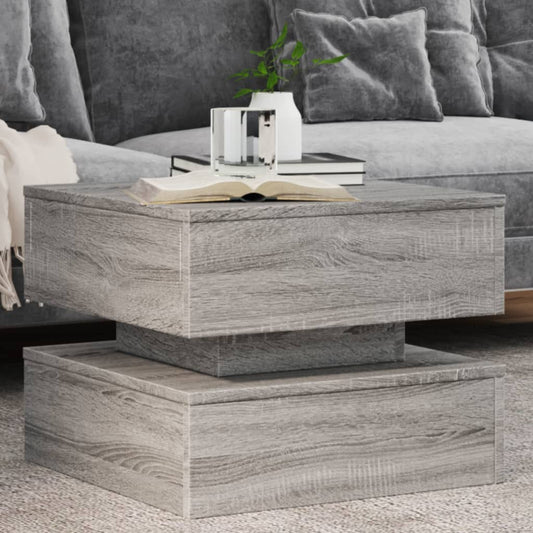 Tavolino da Salotto con Luci LED Grigio Sonoma 50x50x40 cm | homemem39
