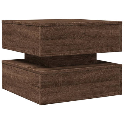 Tavolino da Salotto con Luci LED Rovere Marrone 50x50x40 cm | homemem39