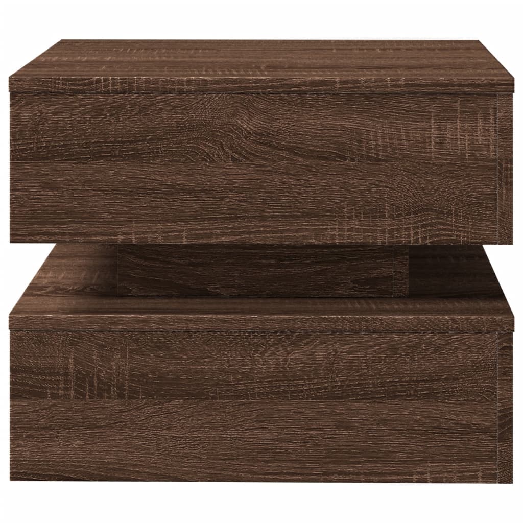 Tavolino da Salotto con Luci LED Rovere Marrone 50x50x40 cm | homemem39