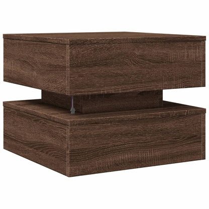 Tavolino da Salotto con Luci LED Rovere Marrone 50x50x40 cm | homemem39