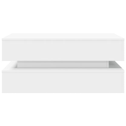 Tavolino da Soggiorno con Luci LED Bianco 90x50x40 cm