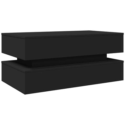 Tavolino da Soggiorno con Luci LED Nero 90x50x40 cm | homemem39