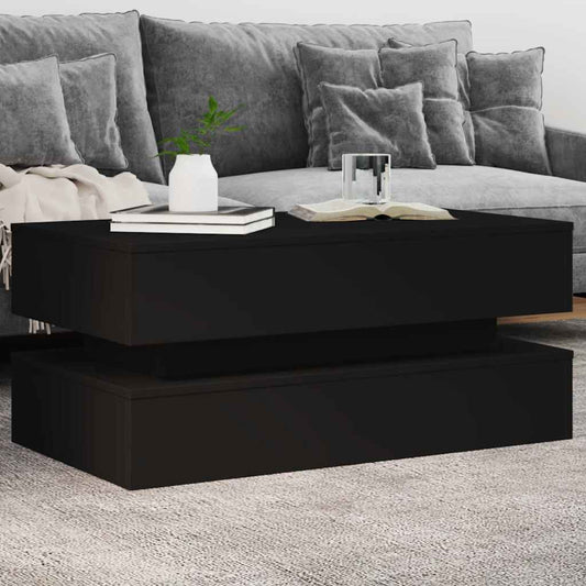 Tavolino da Soggiorno con Luci LED Nero 90x50x40 cm | homemem39