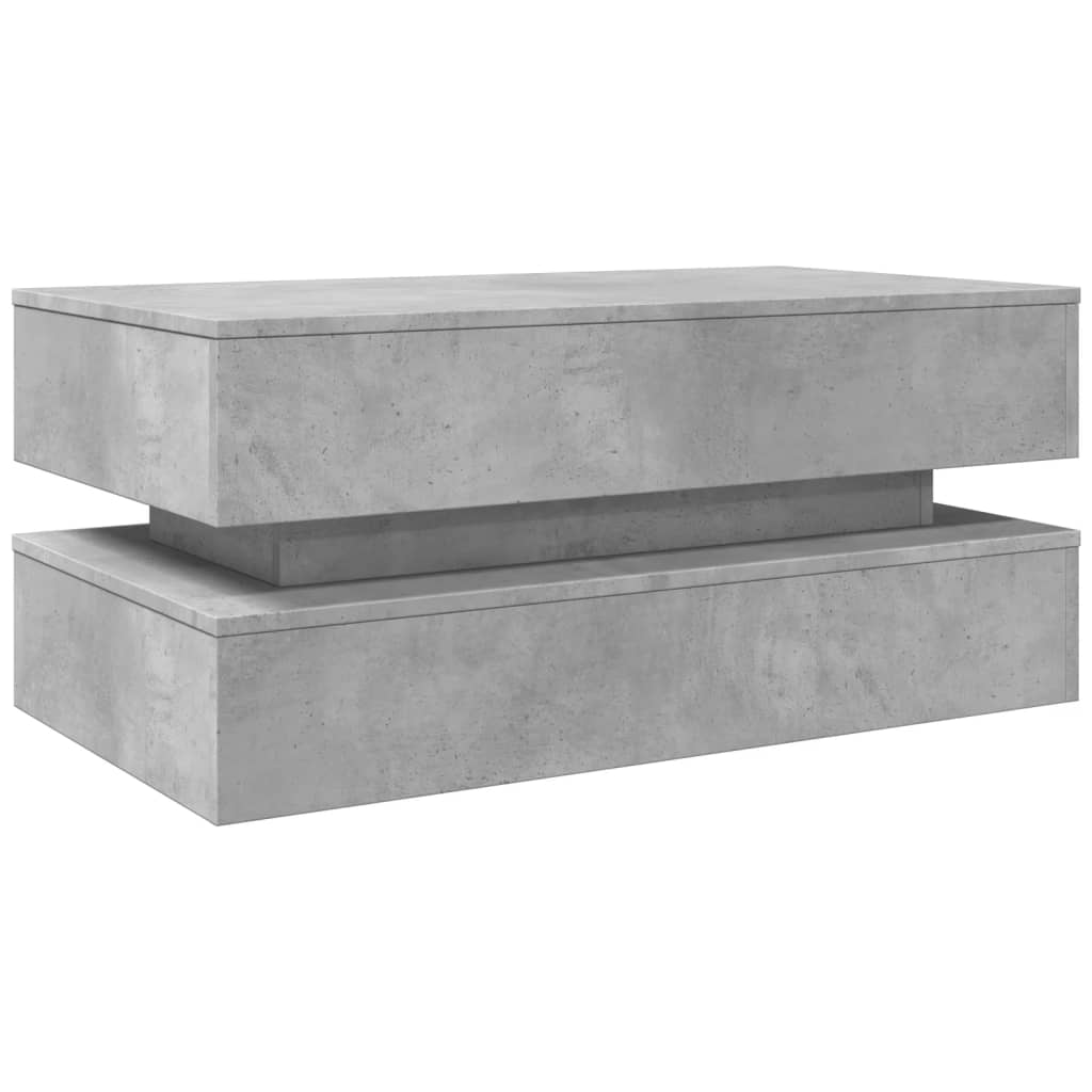 Tavolino da Soggiorno con Luci LED Grigio Cemento 90x50x40 cm | homemem39