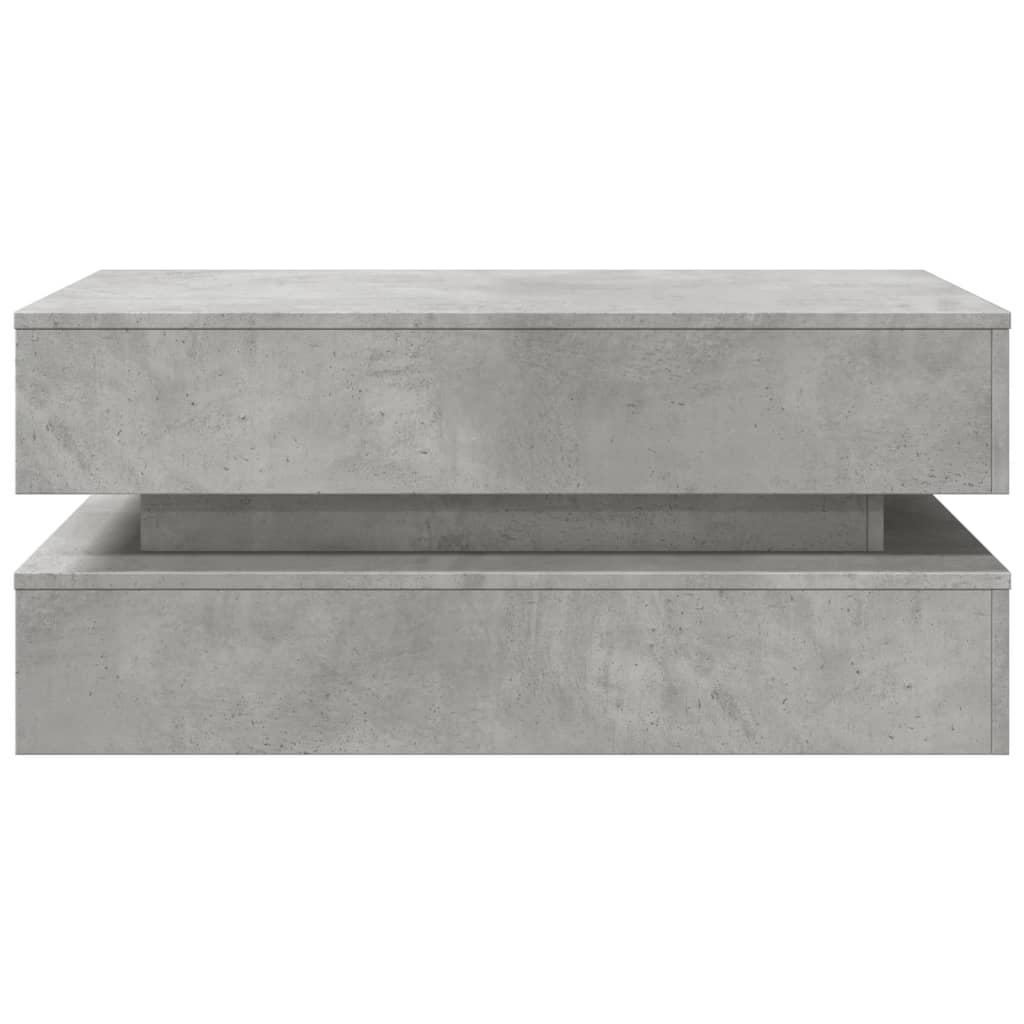 Tavolino da Soggiorno con Luci LED Grigio Cemento 90x50x40 cm | homemem39
