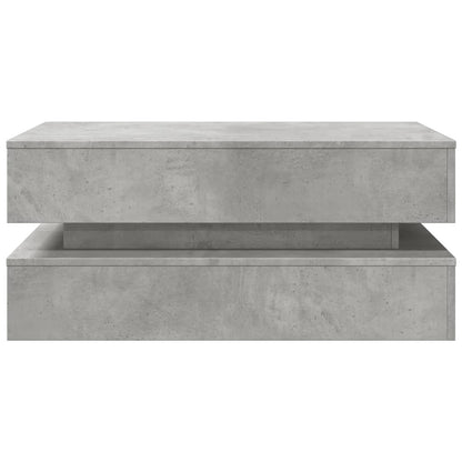 Tavolino da Soggiorno con Luci LED Grigio Cemento 90x50x40 cm | homemem39