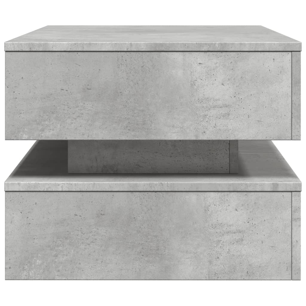 Tavolino da Soggiorno con Luci LED Grigio Cemento 90x50x40 cm | homemem39