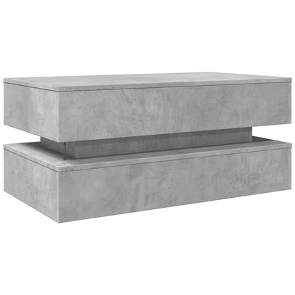 Tavolino da Soggiorno con Luci LED Grigio Cemento 90x50x40 cm | homemem39