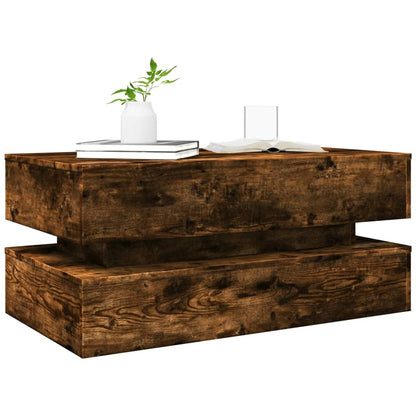 Tavolino da Soggiorno con Luci LED Rovere Fumo 90x50x40 cm | homemem39