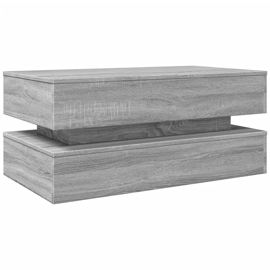 Tavolino da Soggiorno con Luci LED Grigio Sonoma 90x50x40 cm | homemem39
