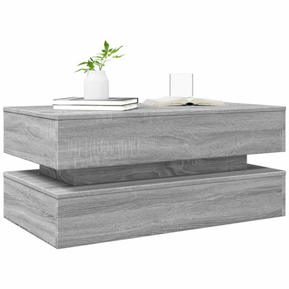 Tavolino da Soggiorno con Luci LED Grigio Sonoma 90x50x40 cm | homemem39
