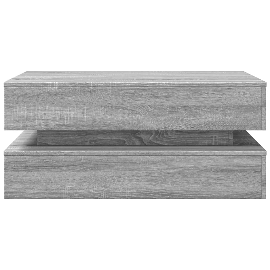 Tavolino da Soggiorno con Luci LED Grigio Sonoma 90x50x40 cm