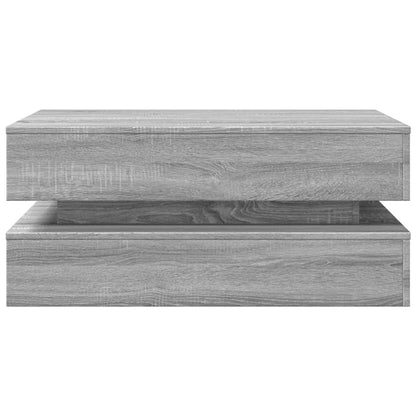 Tavolino da Soggiorno con Luci LED Grigio Sonoma 90x50x40 cm