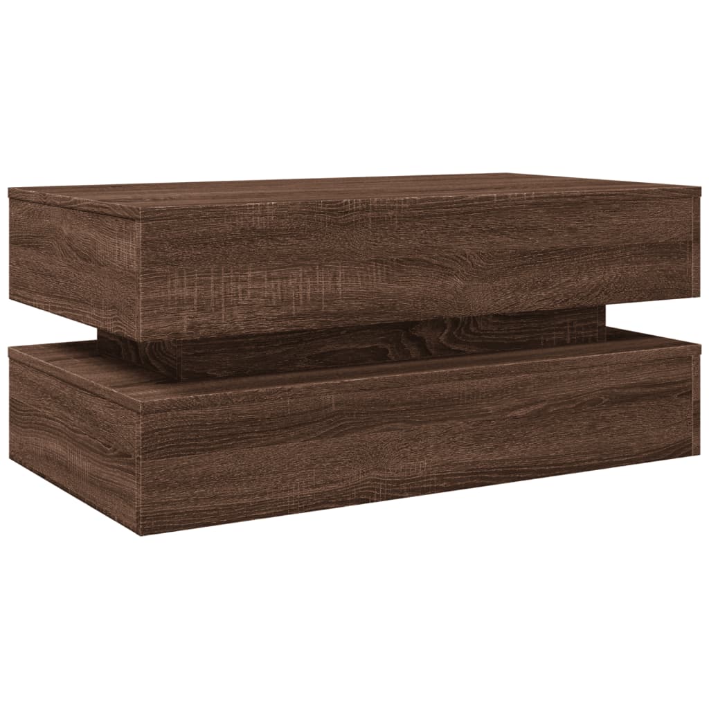 Tavolino da Soggiorno con Luci LED Rovere Marrone 90x50x40 cm | homemem39