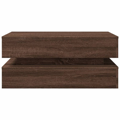 Tavolino da Soggiorno con Luci LED Rovere Marrone 90x50x40 cm | homemem39