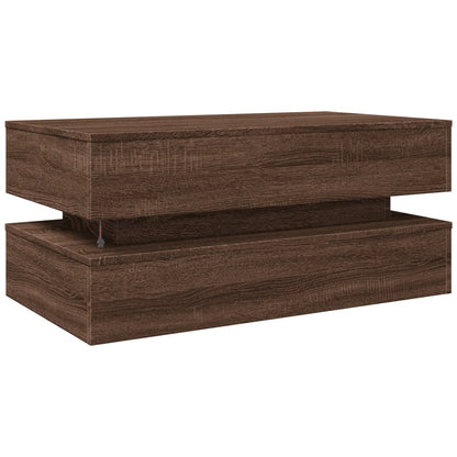 Tavolino da Soggiorno con Luci LED Rovere Marrone 90x50x40 cm | homemem39