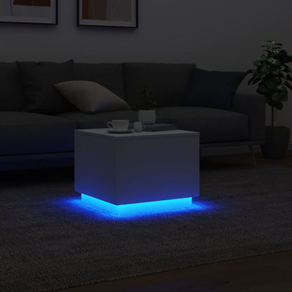 Tavolino da Salotto con Luci LED Bianco 50x50x40 cm | homemem39